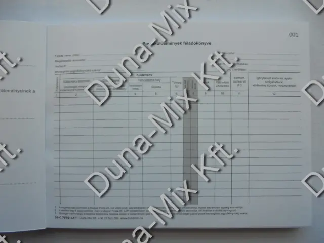 Postaküldemények feladó jegyzéke